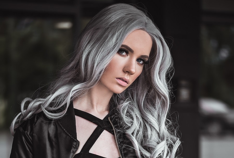 grey hair color for square face