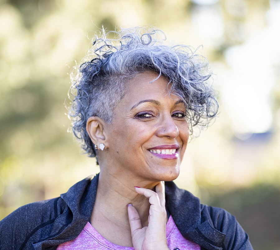 grey hair undercut for women over 50