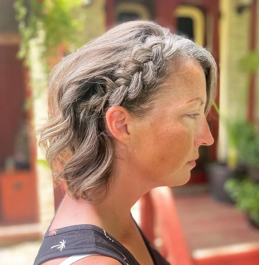 grey hair with braid