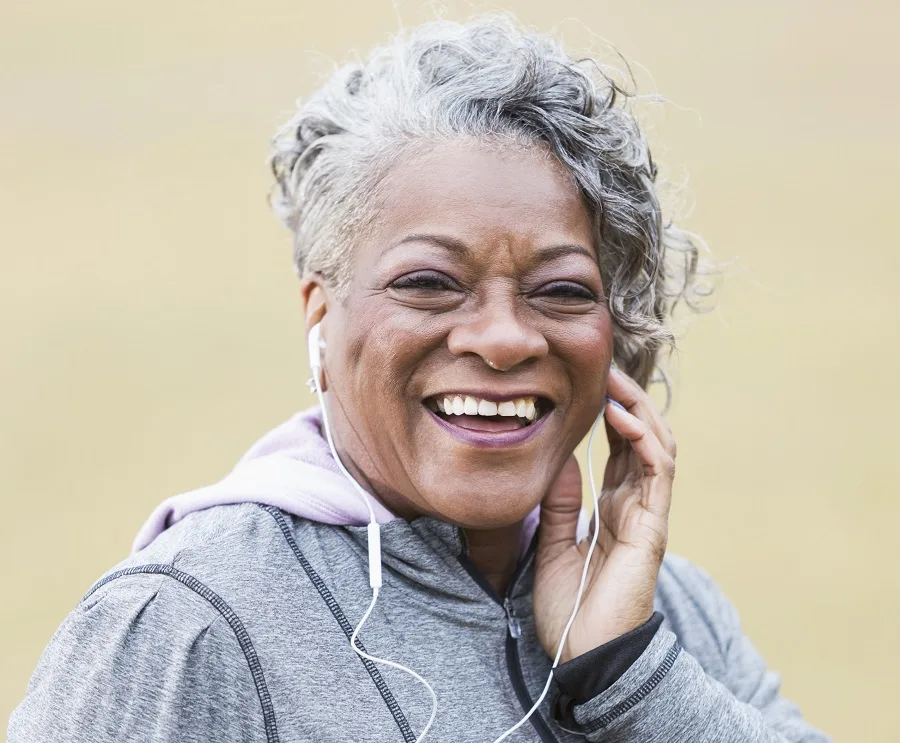 grey hairstyle for black women over 50