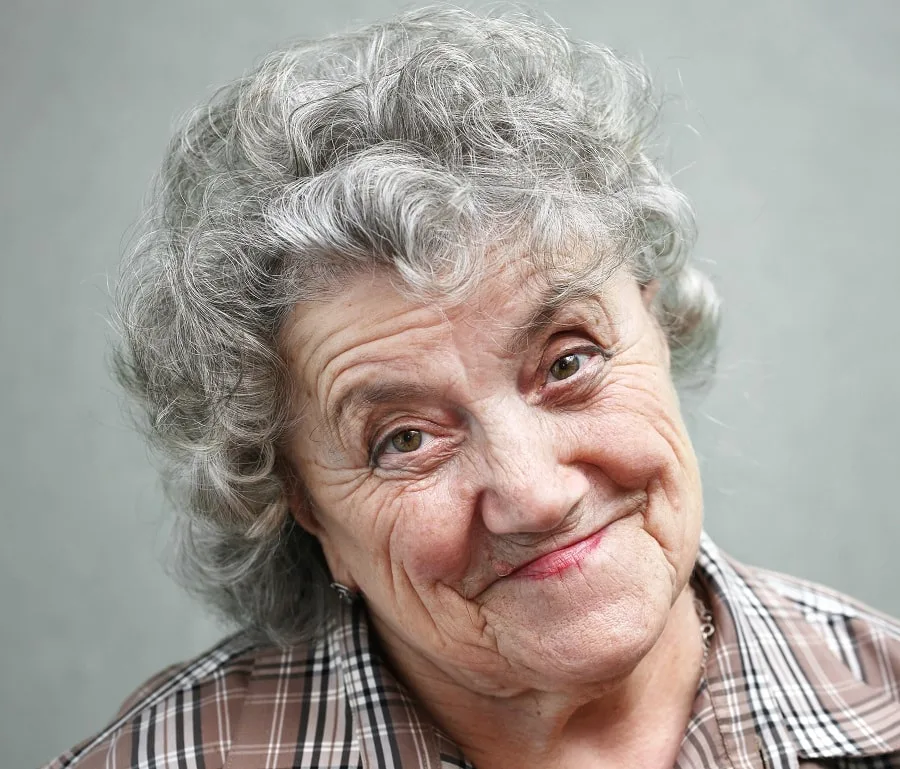 grey hairstyle for older women with oval faces