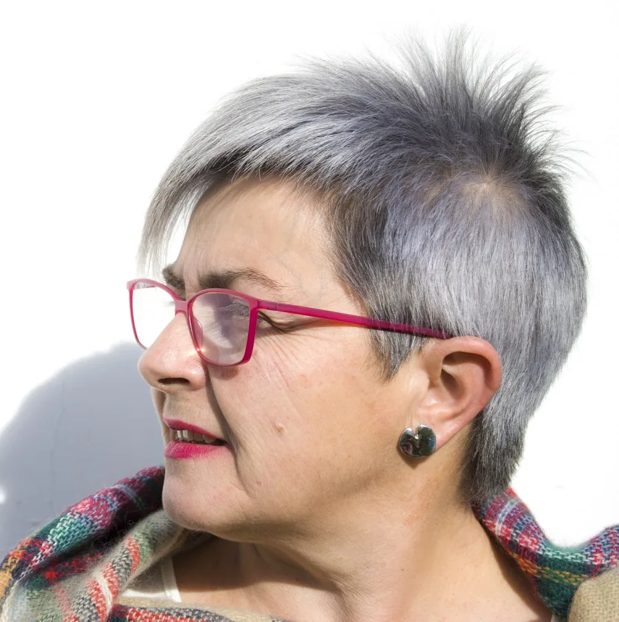 grey spiky hair for over 50 women