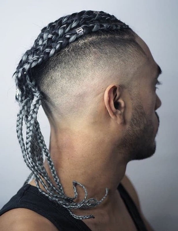 grey braids for men