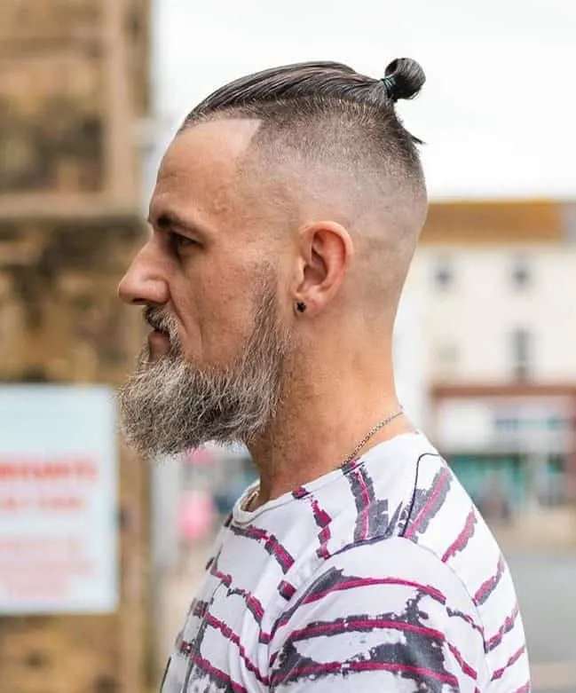 man bun for grey hair