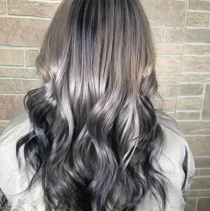 grey highlights on dark hair