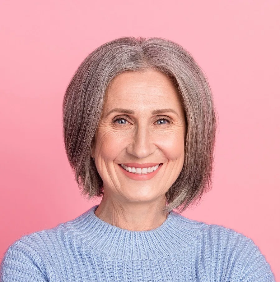 grey layered bob