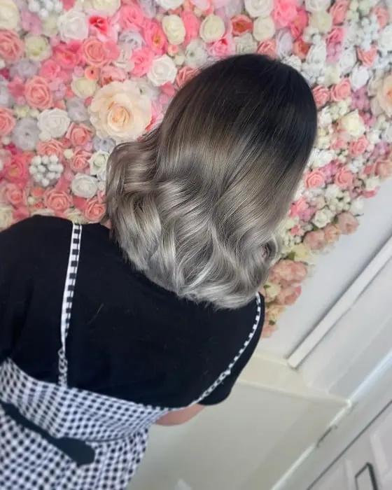 short bob with grey ombre