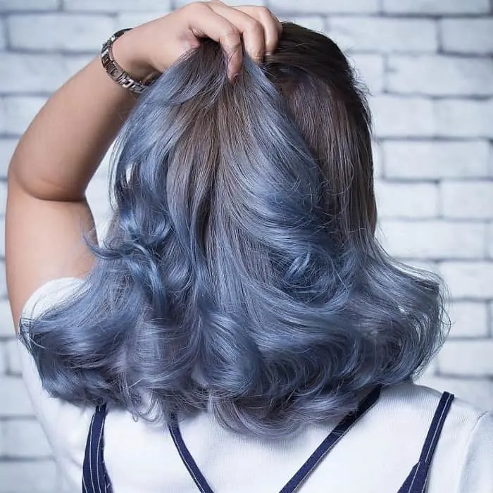 Bluish Gray Ombre With Big Curls