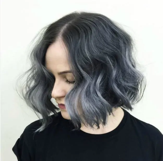 grey ombre short wavy bob