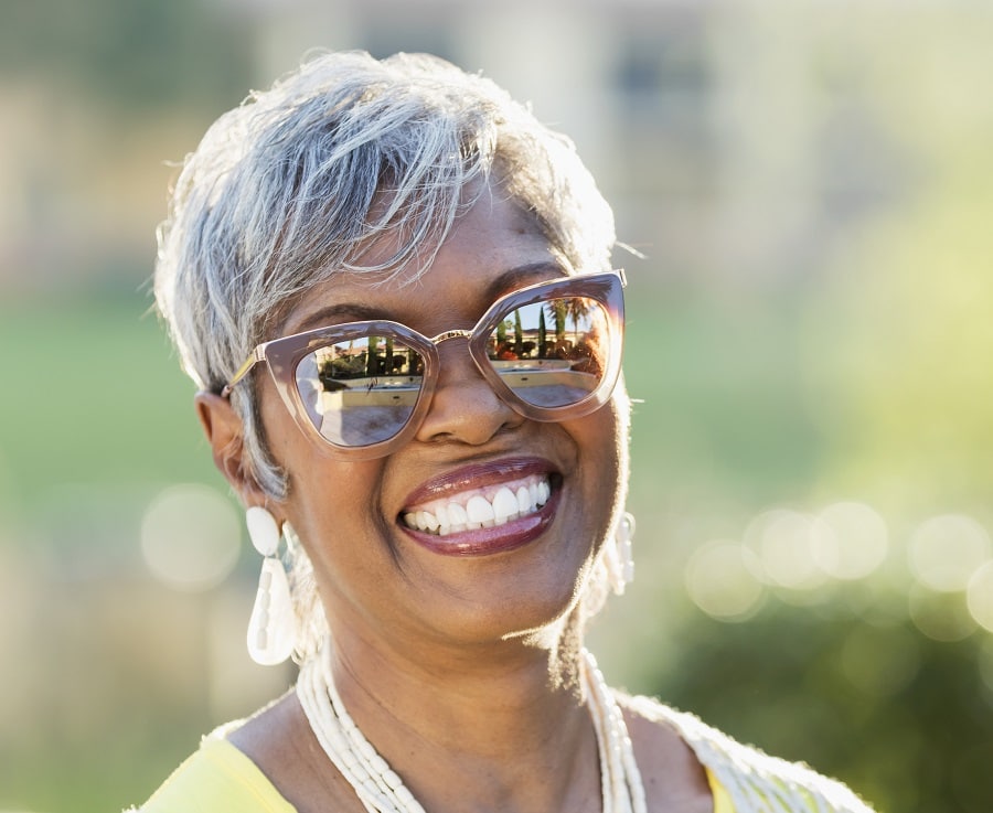 grey pixie cut for black women over 60