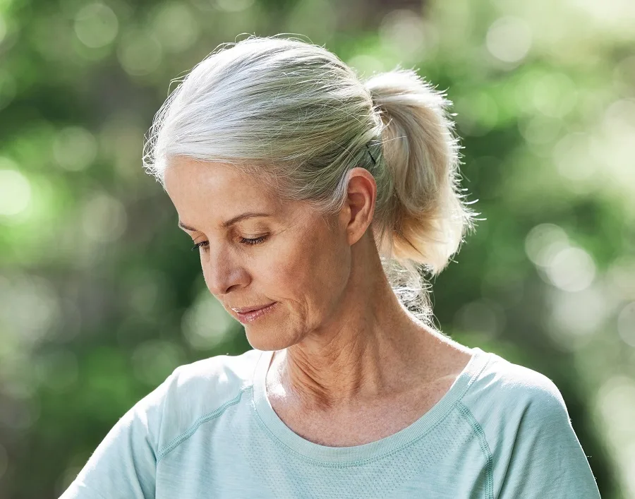 grey ponytail for women over 50