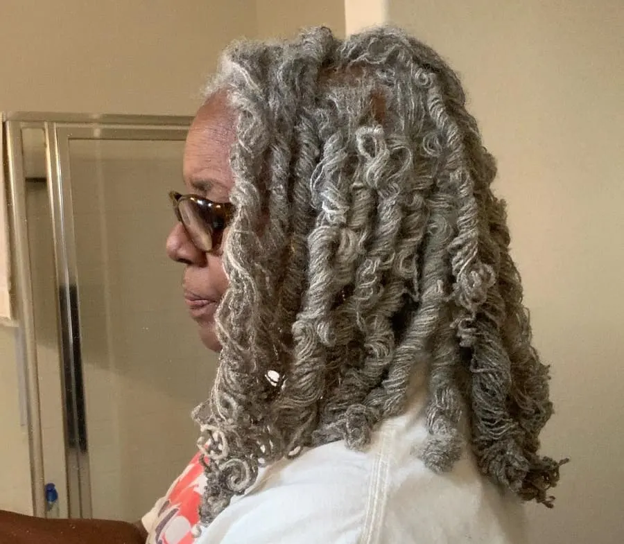 grey sisterlocks hairstyle