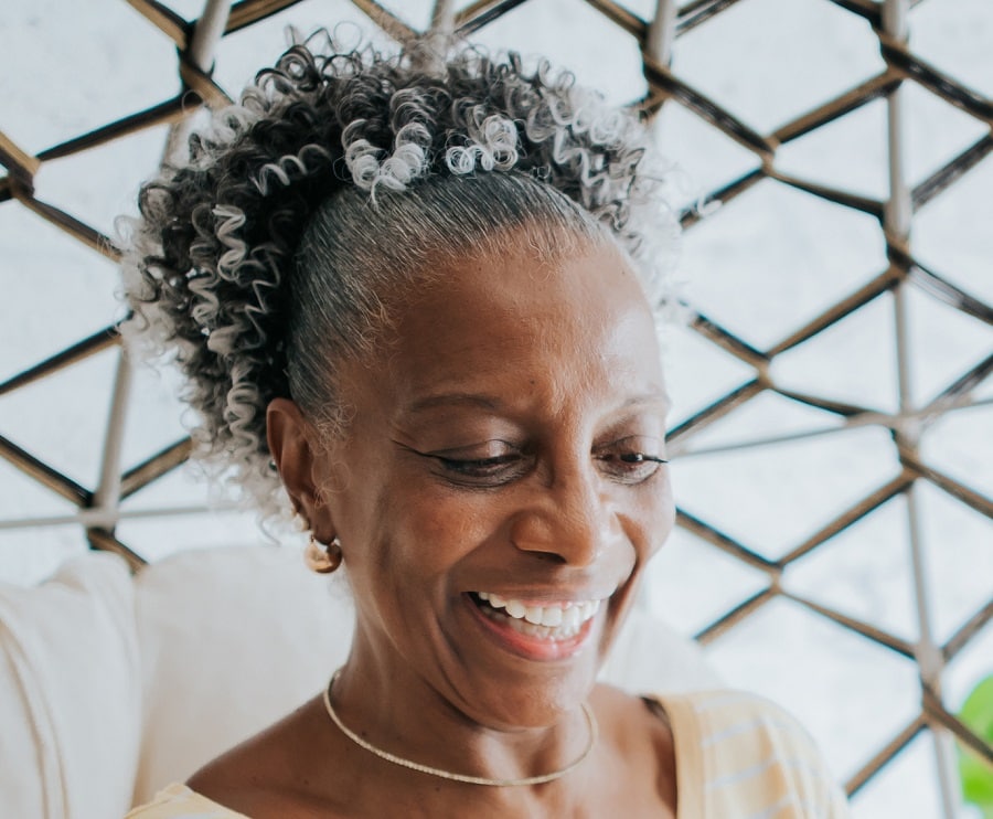grey updo for black women over 60