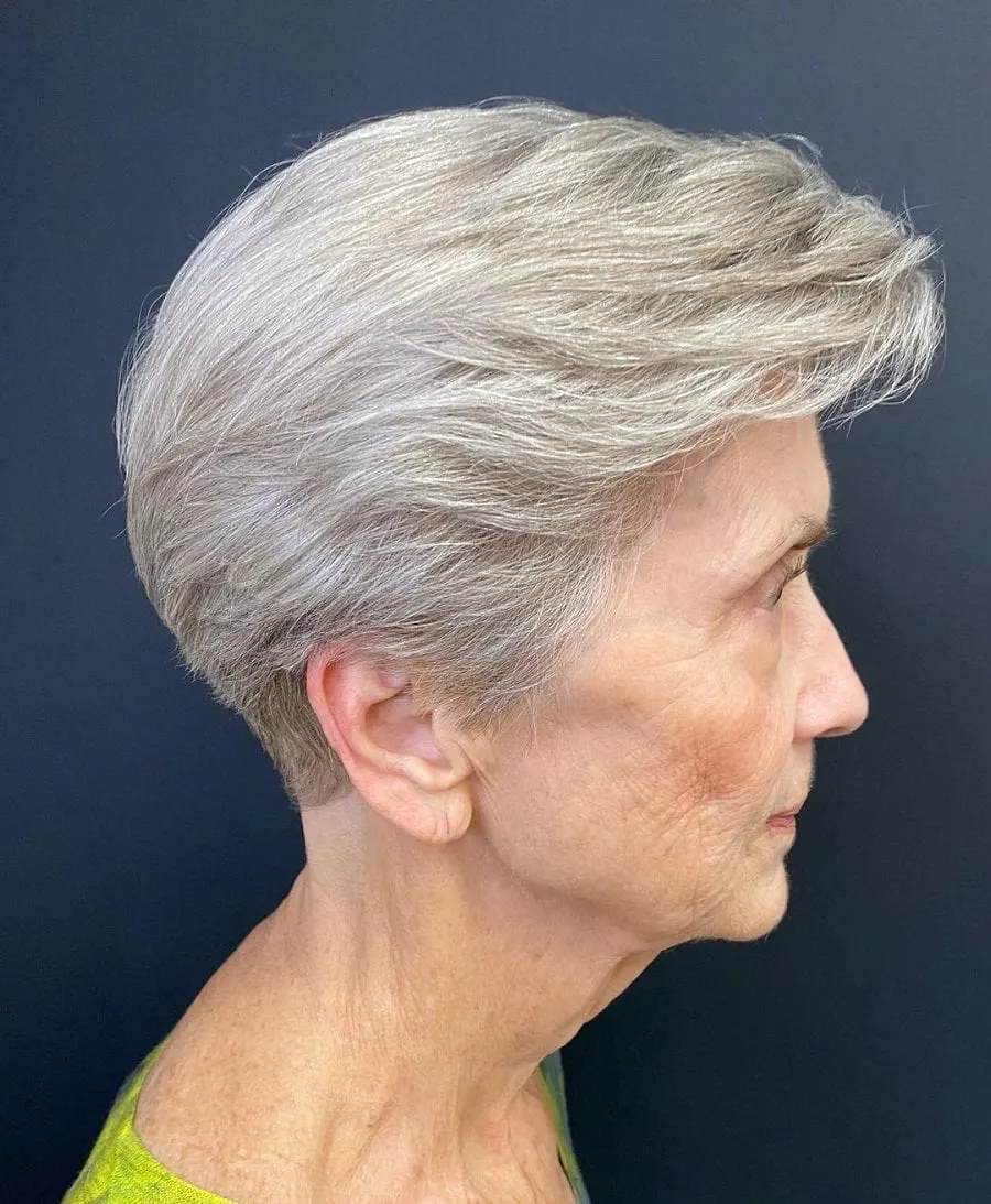 grey wedge haircut for women over 60