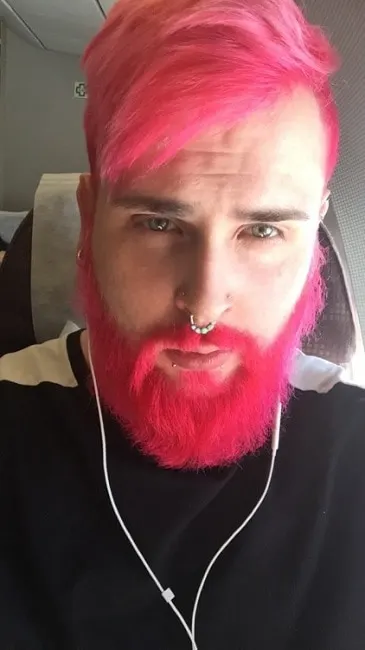 pink hair with beard for men