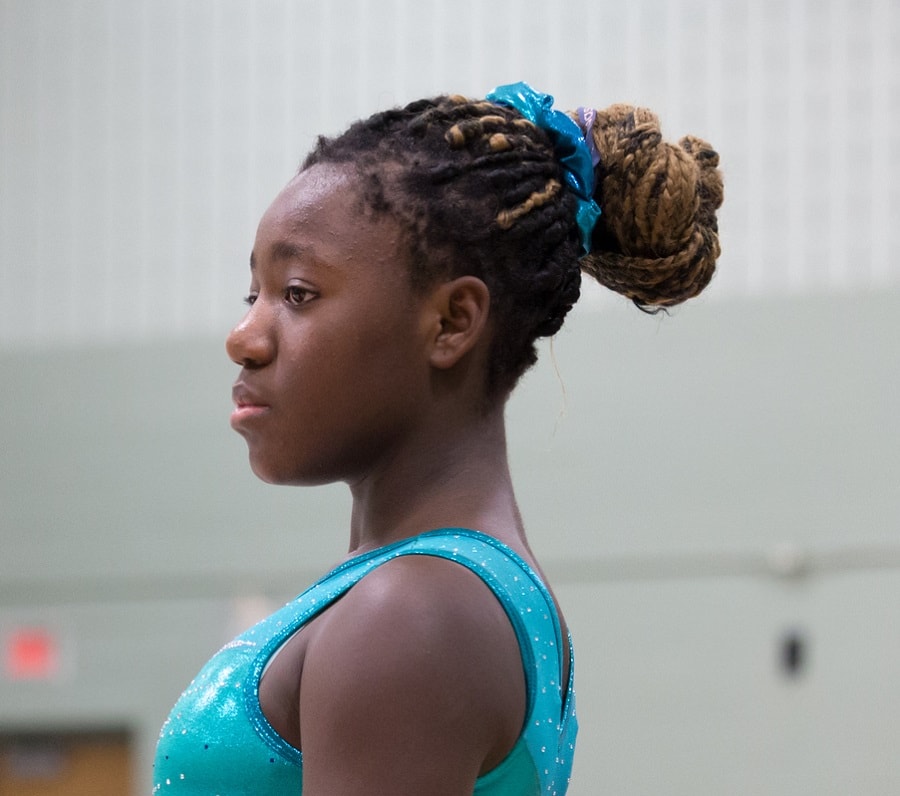 Gymnastics hairstyle for a black girl