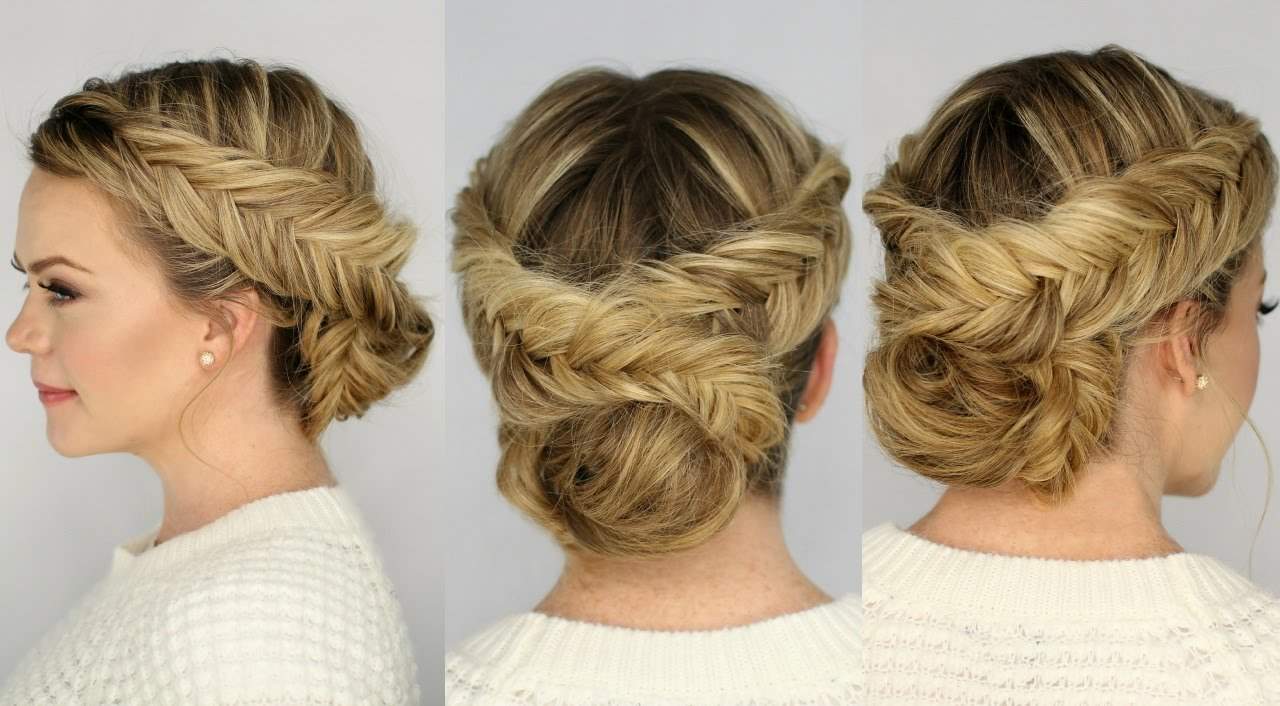 double fishtail braid updo hairstyle