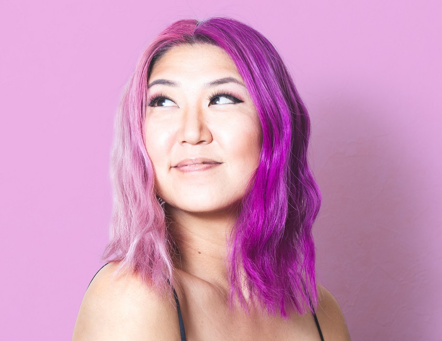 split hair color for asian women