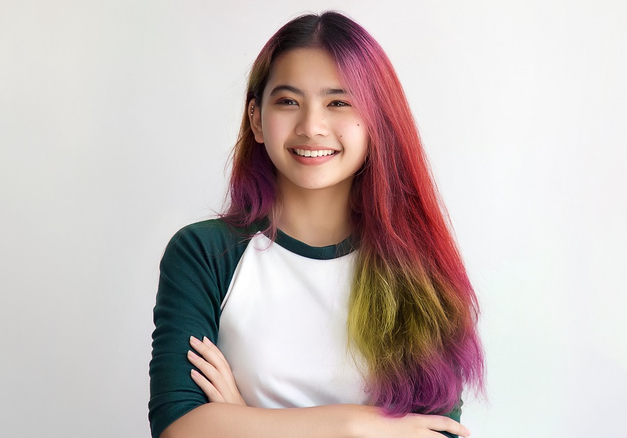 multi hair color for asian women