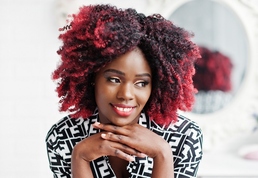 black and red hair for dark skin