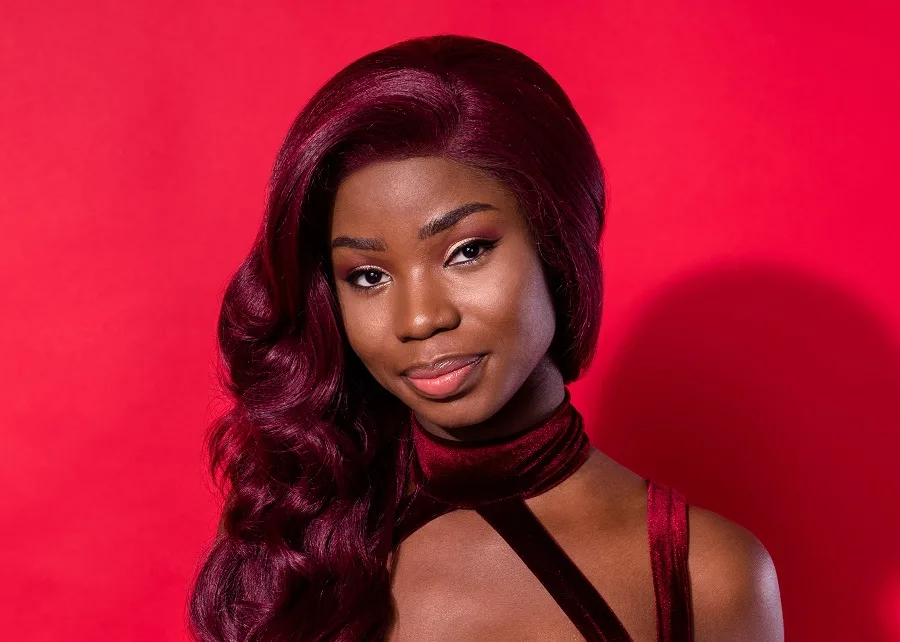 burgundy hair for dark skin