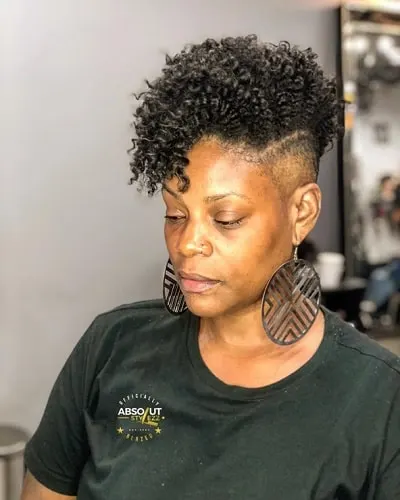 tapered afro curls with design