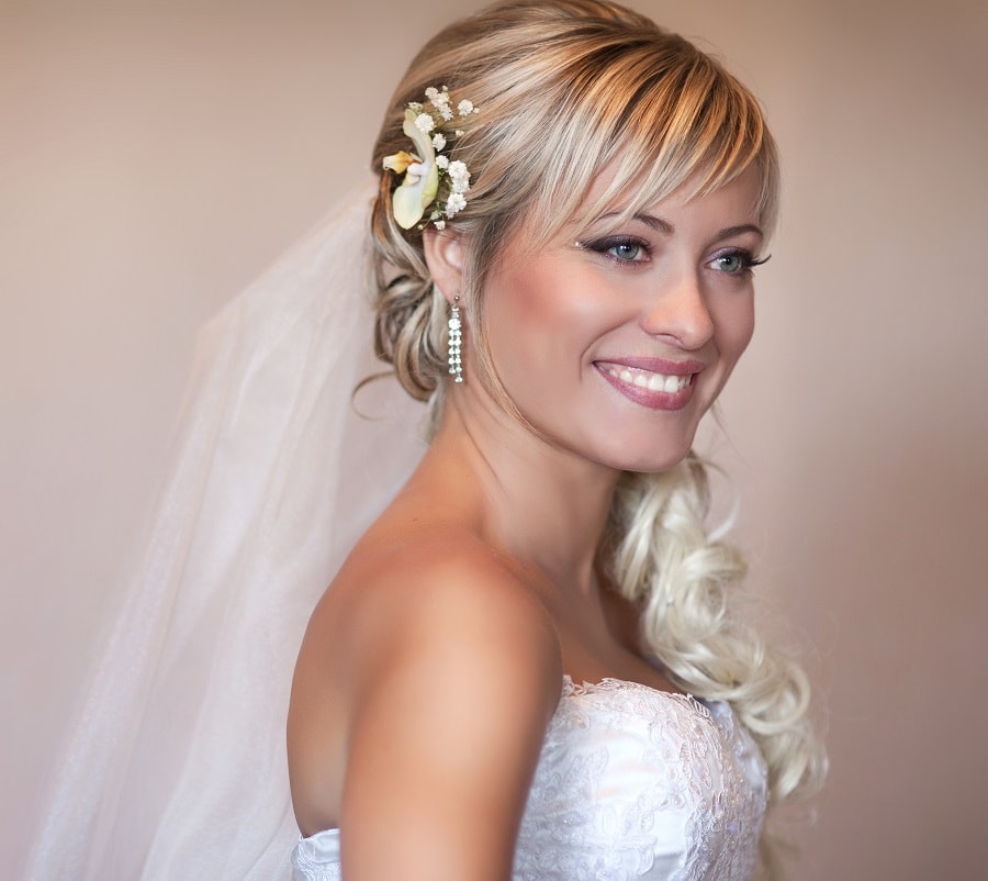 hair down wedding hairstyles with veil