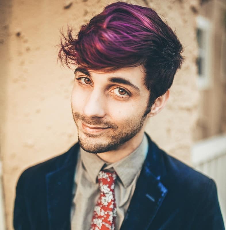boy with pink hair highlights