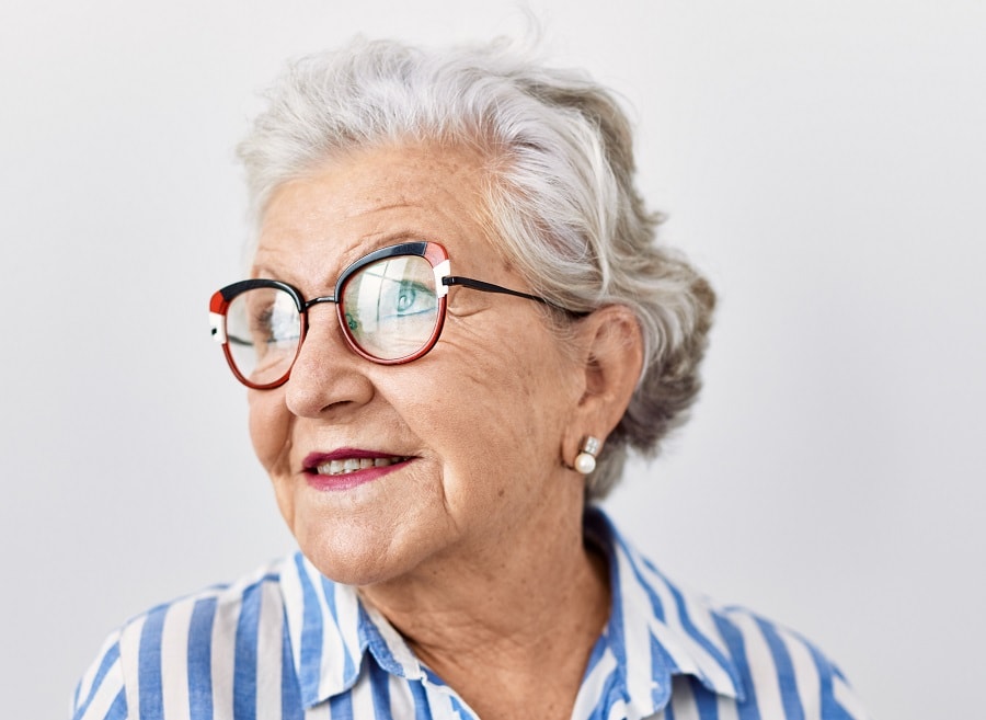haircut for 80 year old woman with glasses