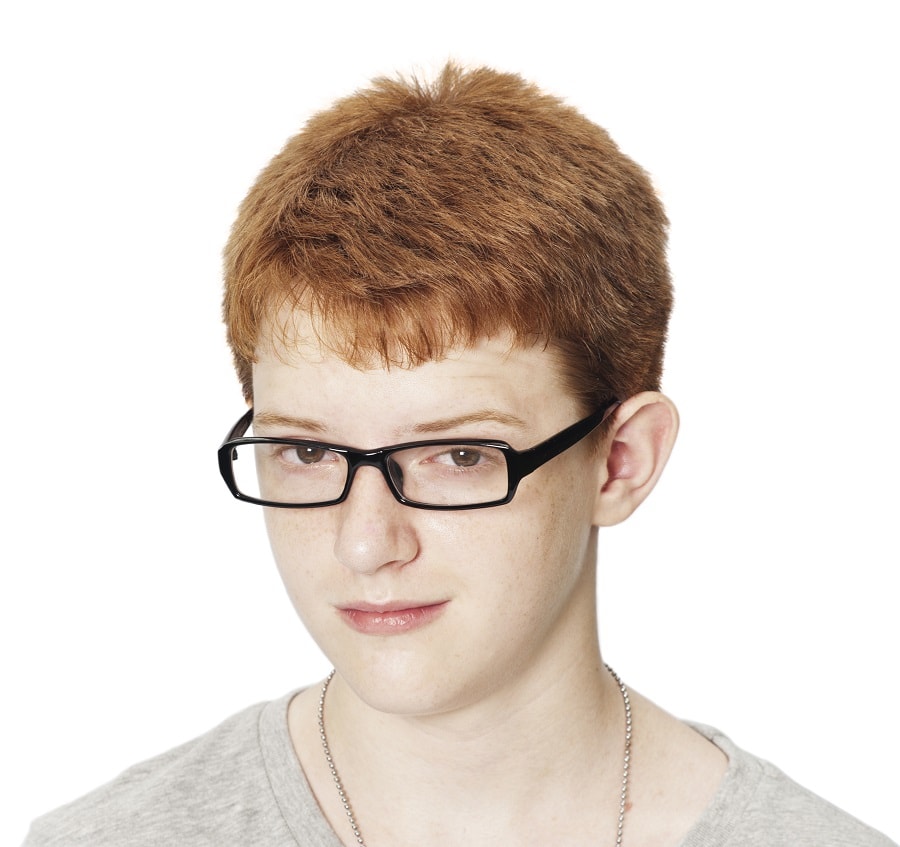 haircut for red headed boys with glasses