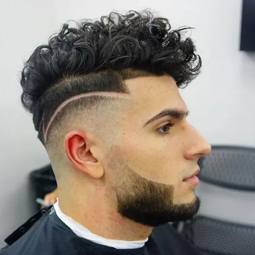 curly hairstyle with line on a side