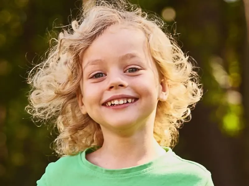 boy with blonde curly hair 