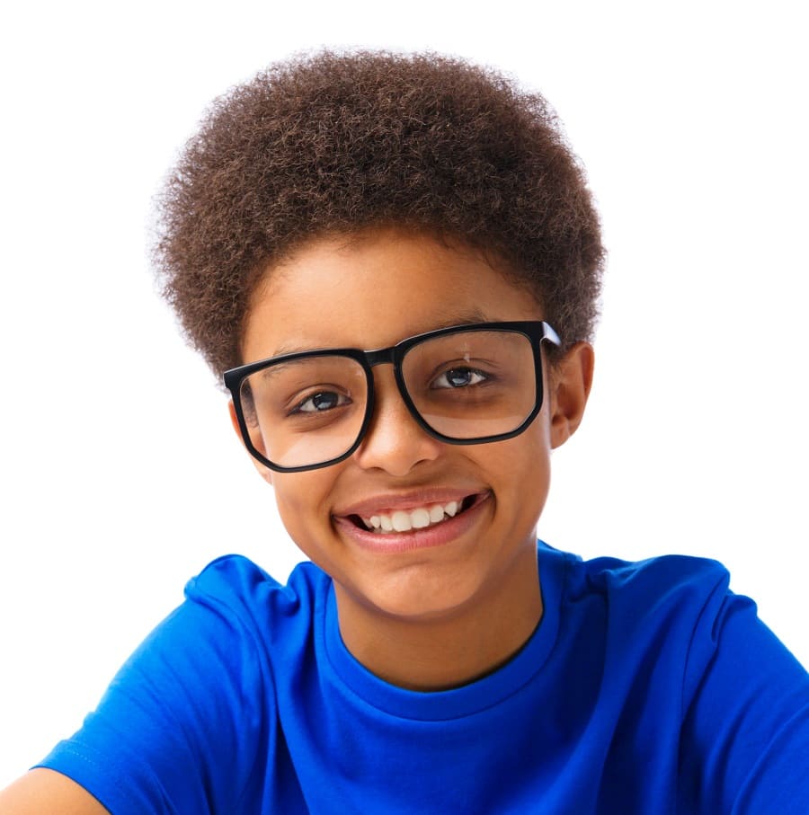 hairstyle for afro boys with glasses