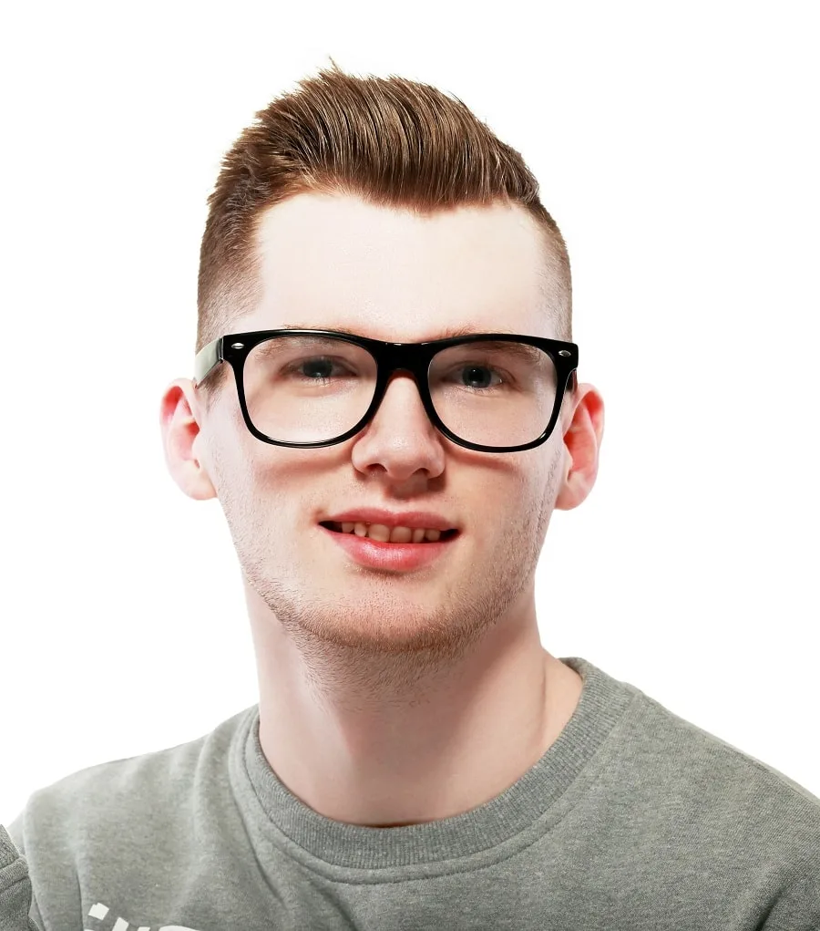 hairstyle for teen boys with glasses