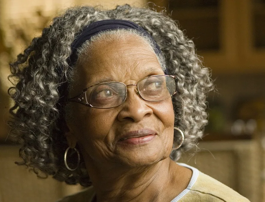 hairstyle for 80 year old black woman with glasses