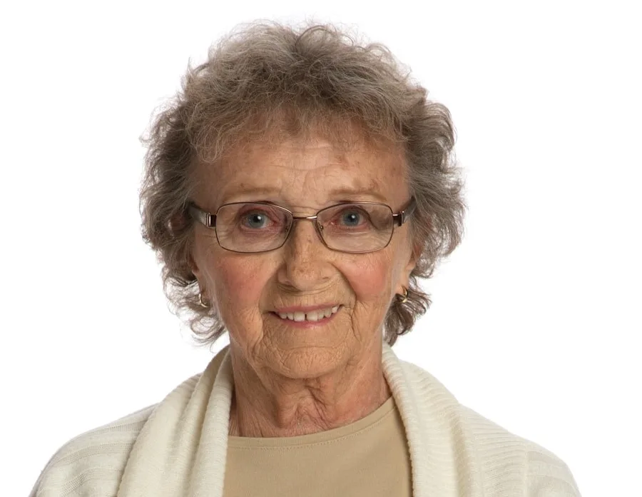 hairstyle for 80 year old woman with fine hair and glasses