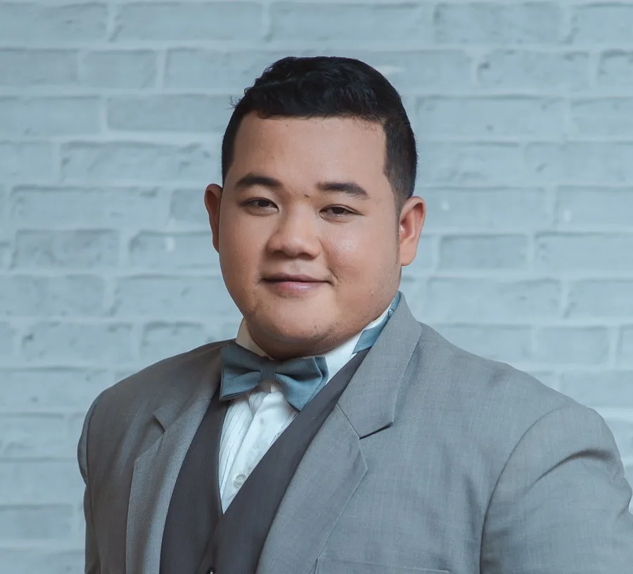 hairstyle for asian fat men