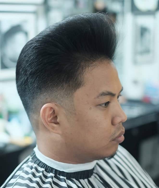 Pompadour Hairstyle for Big Forehead and Round Face Male