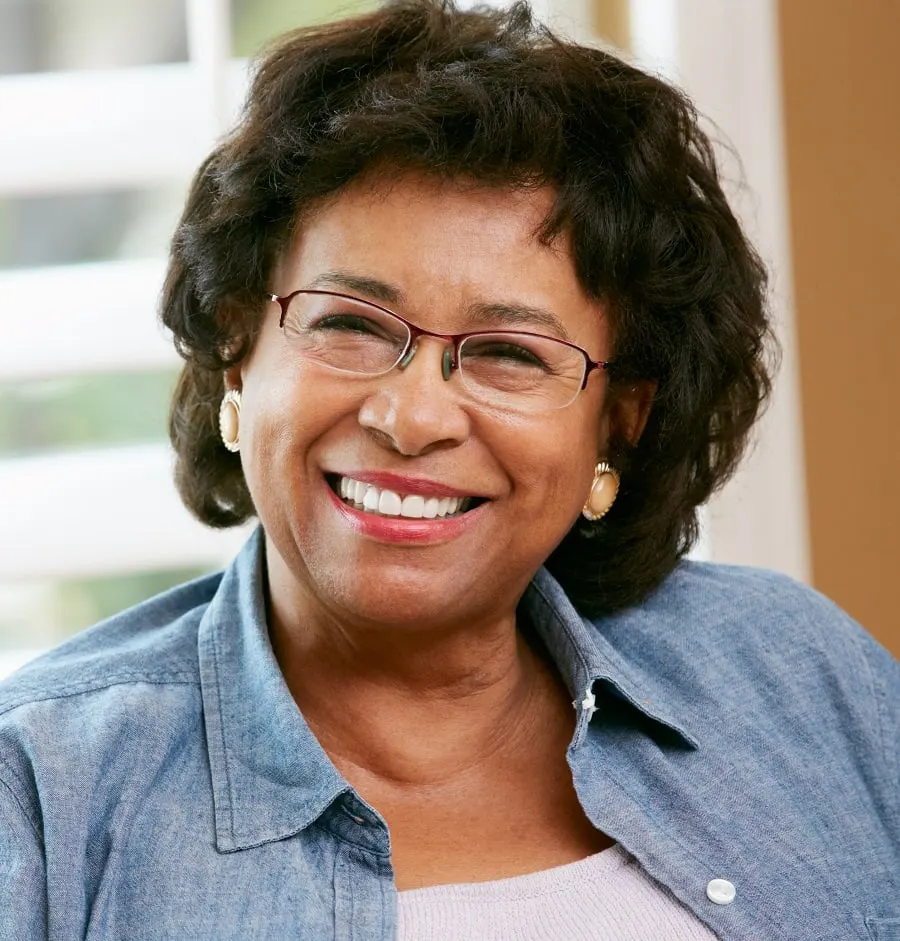 hairstyle for black women over 60 with glasses