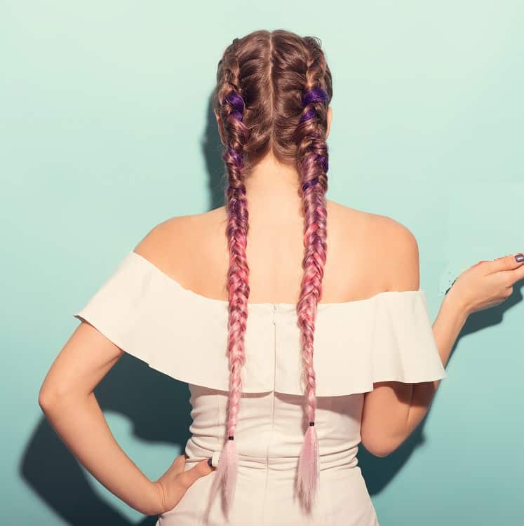 braided hairstyle for off shoulder dress