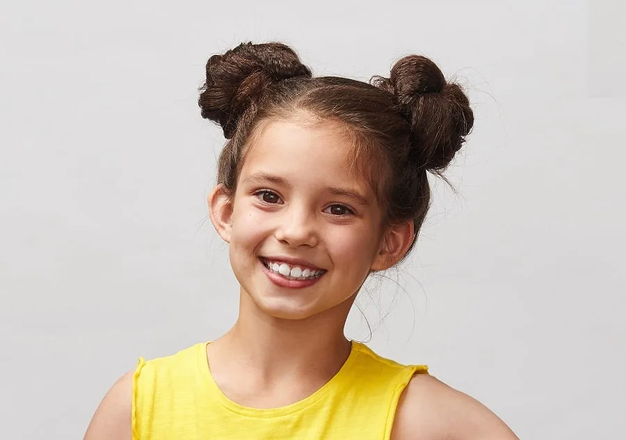 Image of Space buns hairstyle for 9 year olds