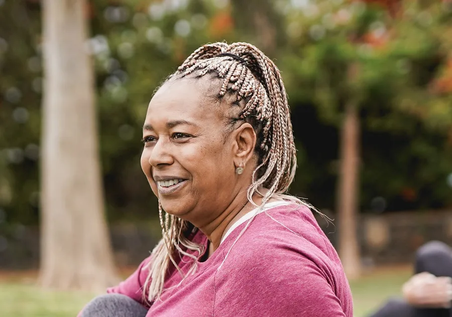 braided ponytail for black women over 50