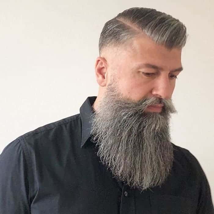 grey hair with side part for men over 60