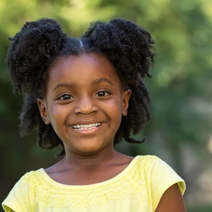 half up pigtails for little black girl