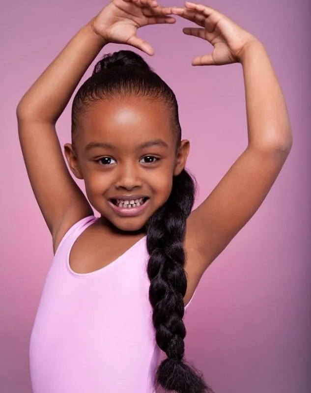 high braided ponytail for little black girl