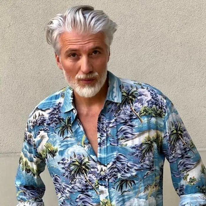 men over 50 with messy silver hair