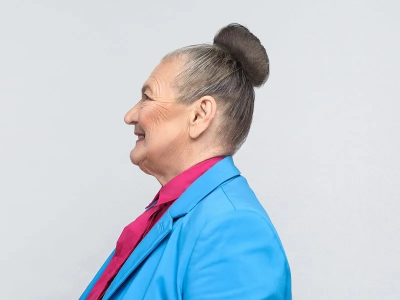 bun hairstyle for older woman