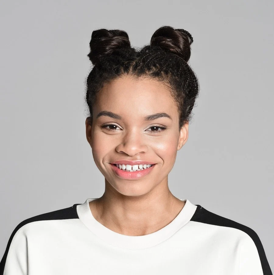 double buns for women with big noses