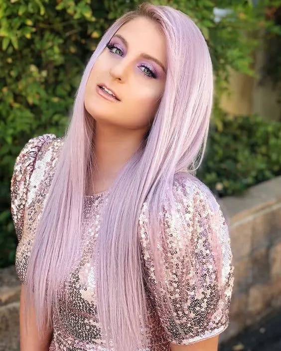 lavender highlights on icy blonde hair