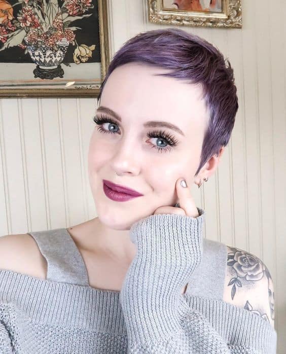pixie with lavender highlights